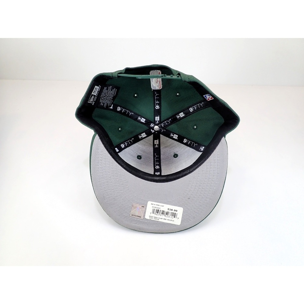 New Era 9FIFTY Milwaukee Bucks NBA Draft Snapback Hat Green Flat Bill - Picture 6 of 9